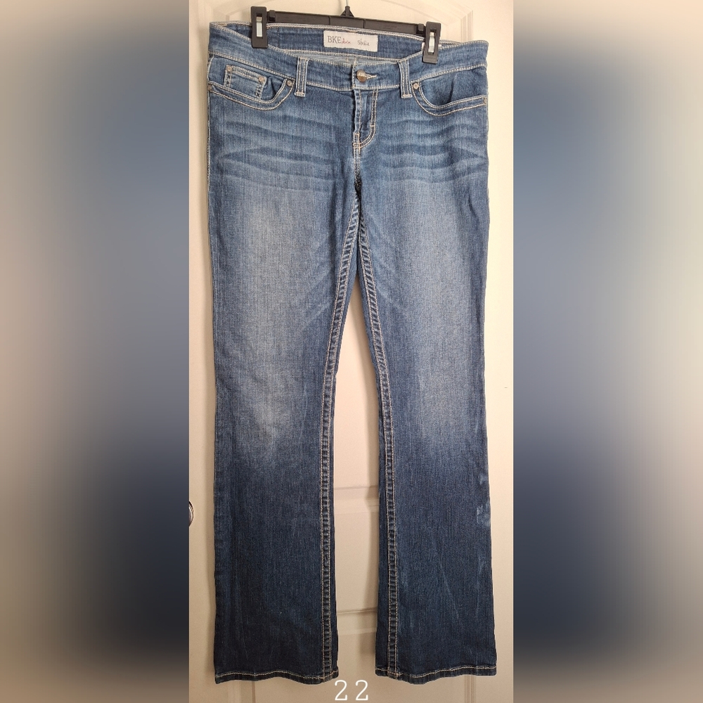 BKE Denim Stella Sz 30x33.5 Women's Blue Jeans Low Rise Straight‎ Boho Western